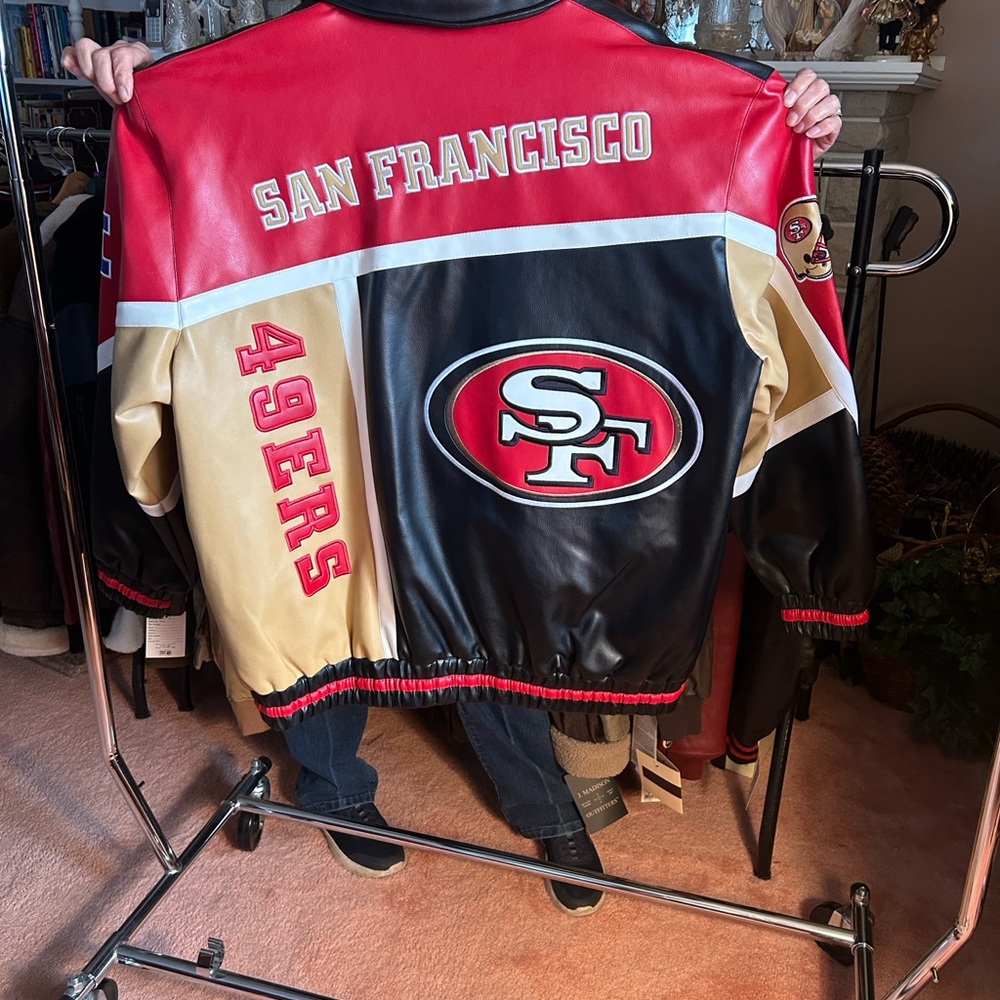 San Francisco 49ers Leather Jacket - Red, Black, Gold